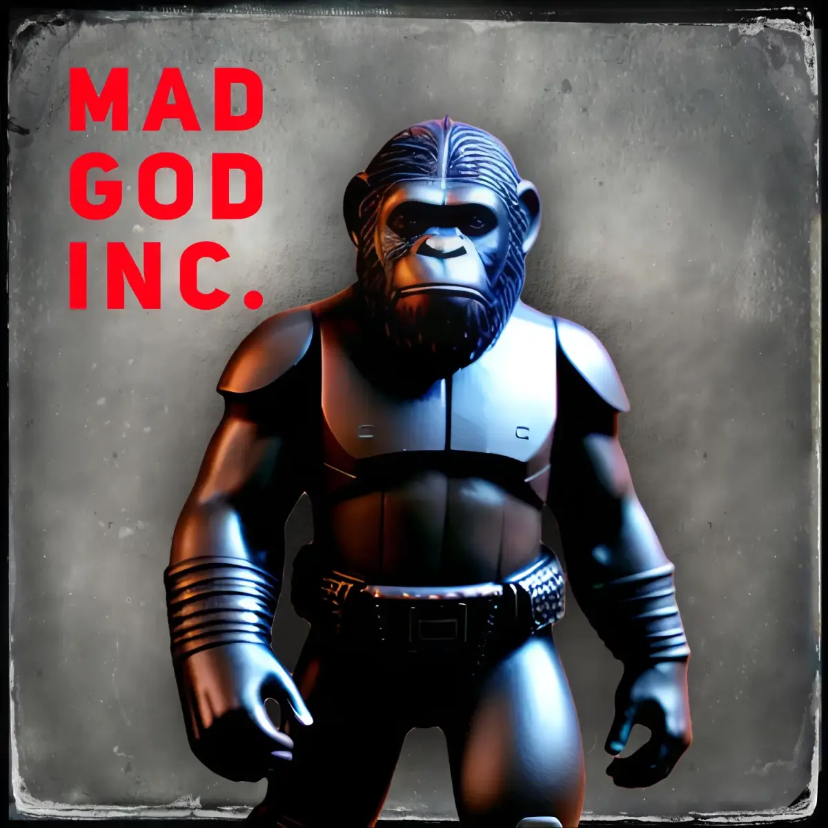 Bild von MAD GOD INC. Mit einem Affen in Rüstung.